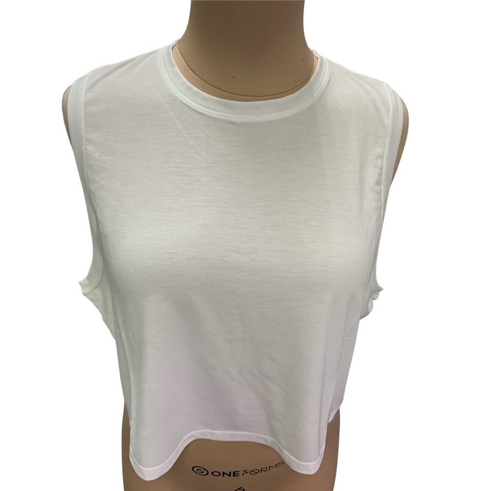 NWT Women's Sweaty Betty Crop Muscle Tank White Breathe Easy Size Large
